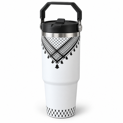 Keffiyeh-mønster termoflaske med hank – 887 ml