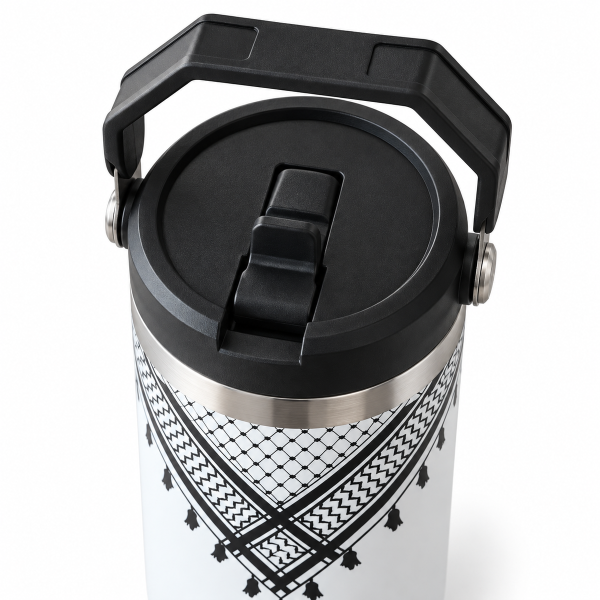 Keffiyeh-mønster termoflaske med hank – 887 ml