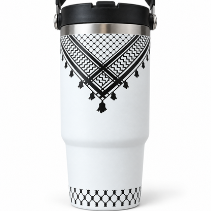 Keffiyeh-mønster termoflaske med hank – 887 ml