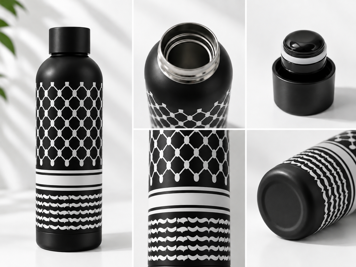 Thermos Flask Keffiyeh Print Black