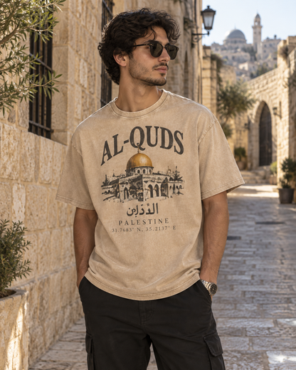 Al-Quds Oversized-T-Shirt in Washed-Optik