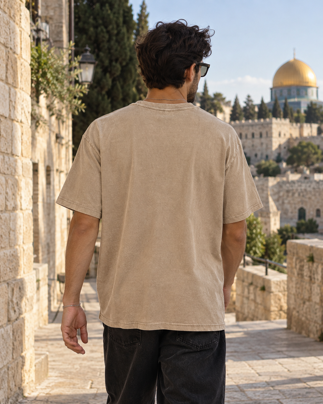 Al-Quds Oversized-T-Shirt in Washed-Optik