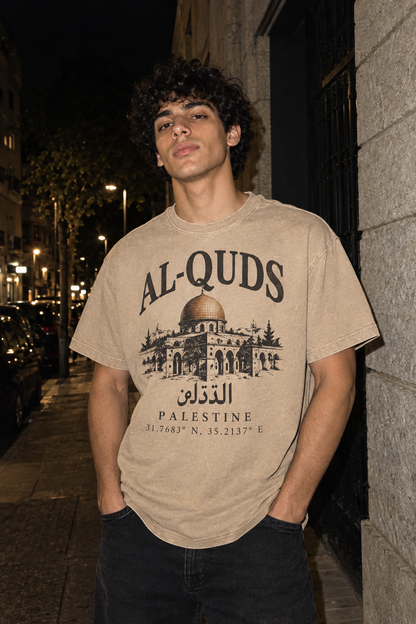 Al-Quds Oversized-T-Shirt in Washed-Optik