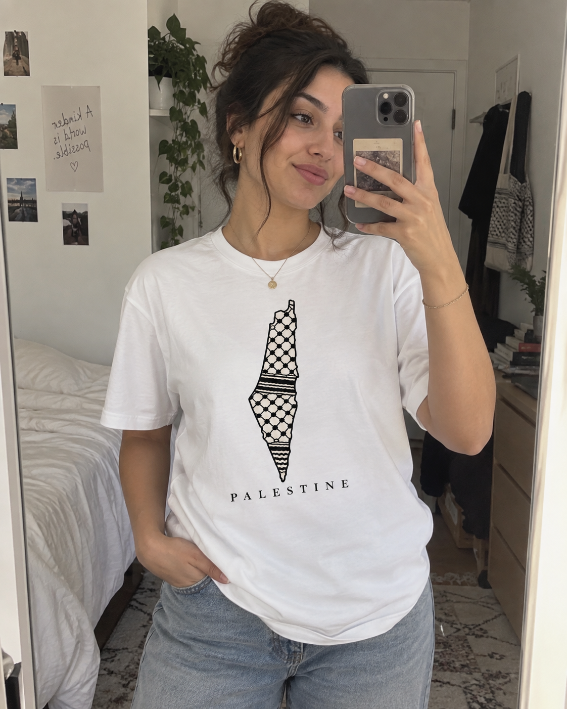 Palestine Keffiyeh Map Oversized Tee
