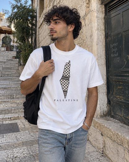 Palestine Keffiyeh Map Oversized Tee