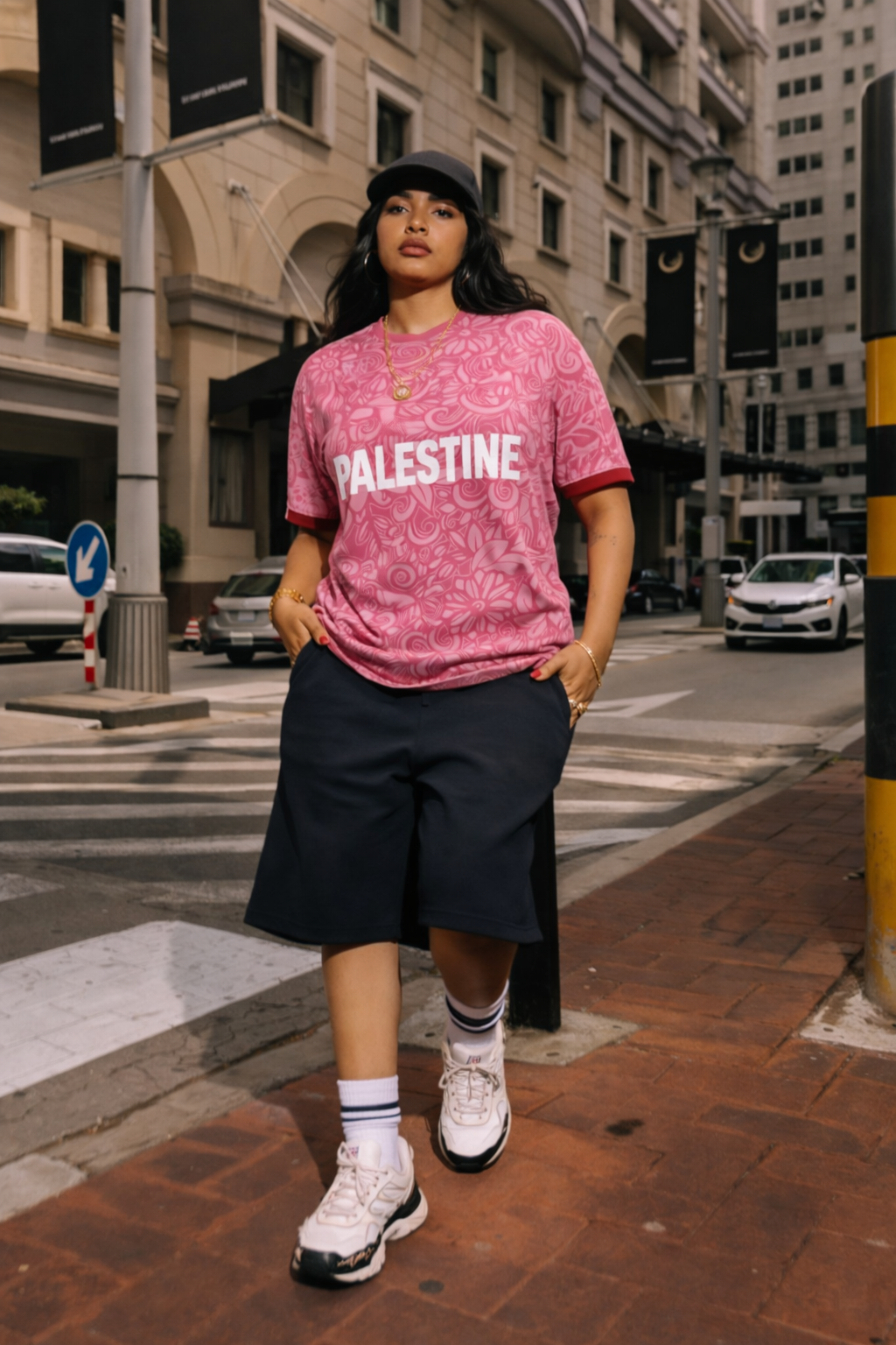 T-shirt da calcio Palestina Rosa