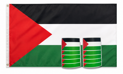 Drapeau de Palestine 90x150 cm + Autocollant Drapeau de Palestine 5x8 cm (10 pièces) Offre combinée
