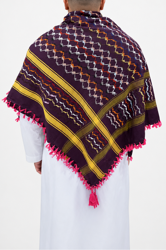 Kufiya/Keffiyeh Purple Rainbow 100% Cotton