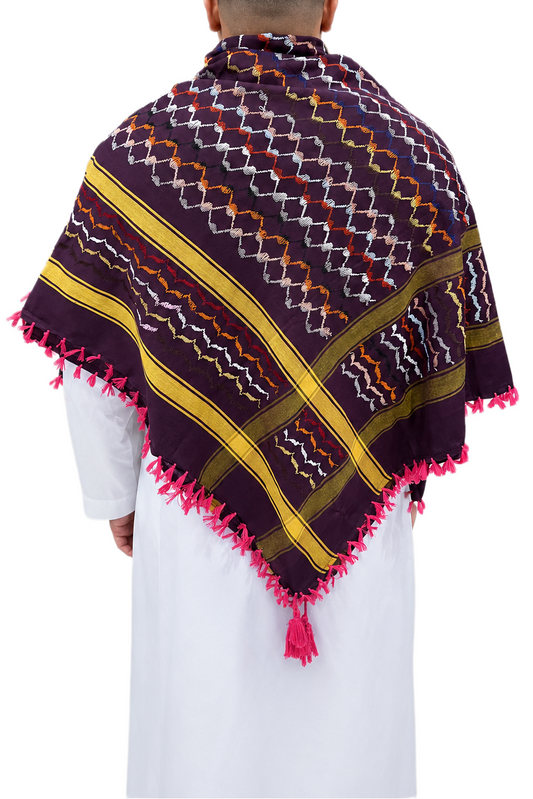 Kufiya/Keffiyeh Purple Rainbow 100% Cotton