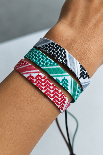 Pulseira Keffiyeh Vermelho/Verde/Preto