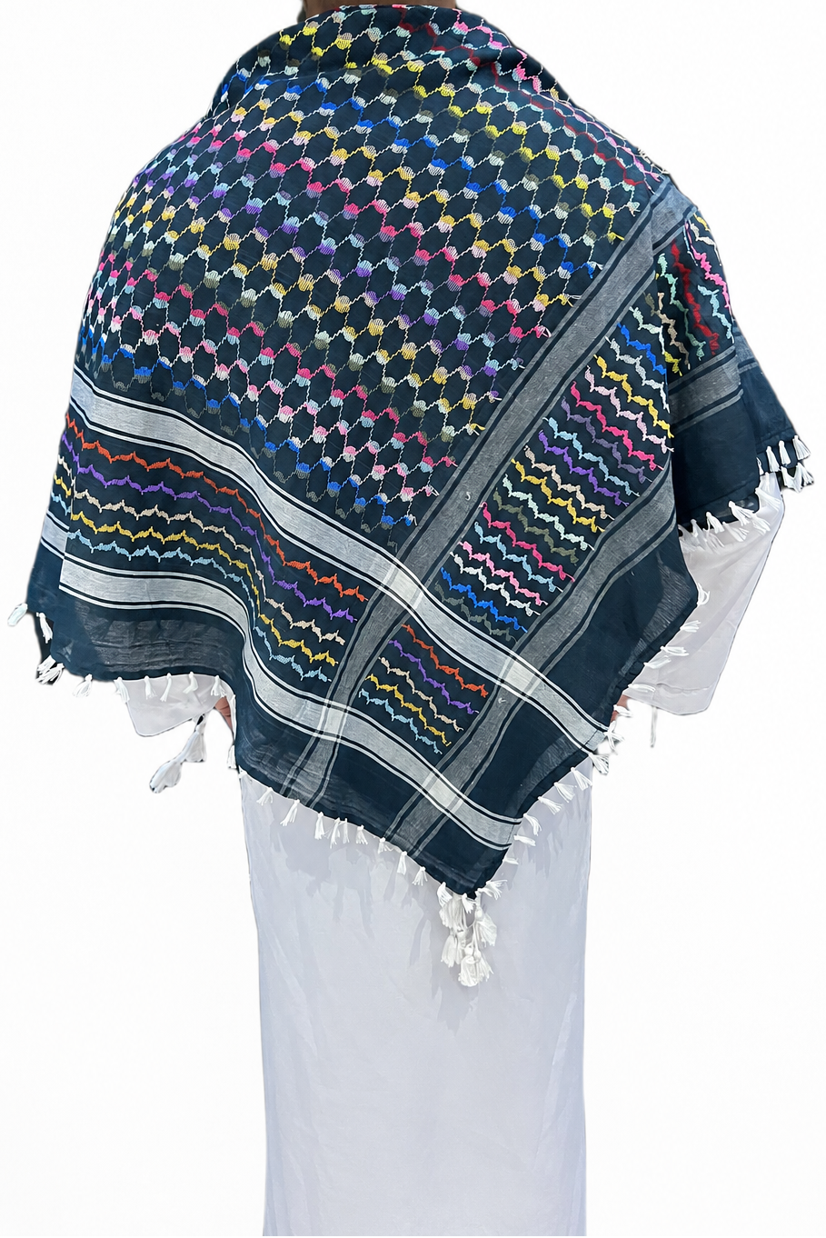 Kufiya/Keffiyeh Blue Rainbow 100% Cotton