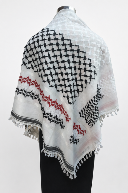 Kufiya/Keffiyeh Red 127x127 cm with Flossing