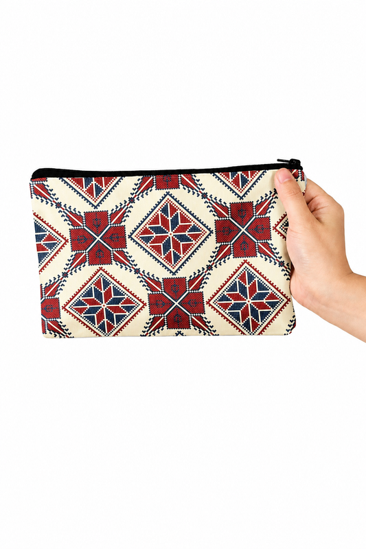 Tatreez Bolsa de Maquilhagem Creme