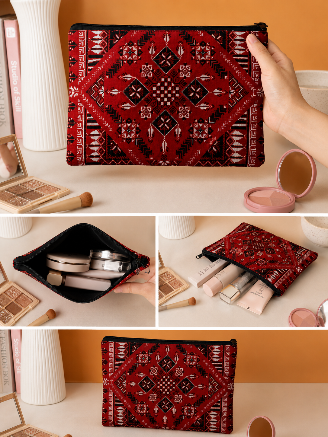 Tatreez Makeup Bag Red