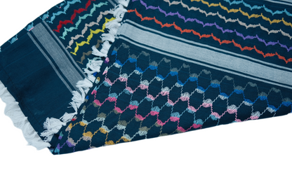 Kufiya/Keffiyeh Arcoíris Azul 100% Algodón
