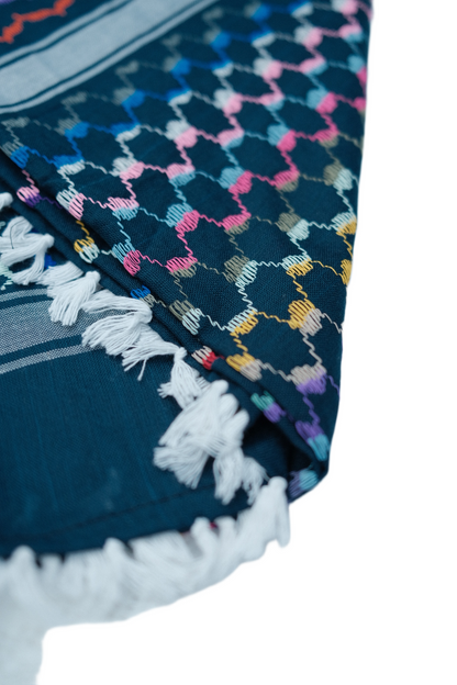 Kufiya/Keffiyeh Arcoíris Azul 100% Algodón