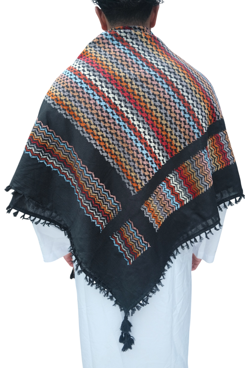 Kufiya/Keffiyeh Black Mosaic Multicolor 100% Katoen