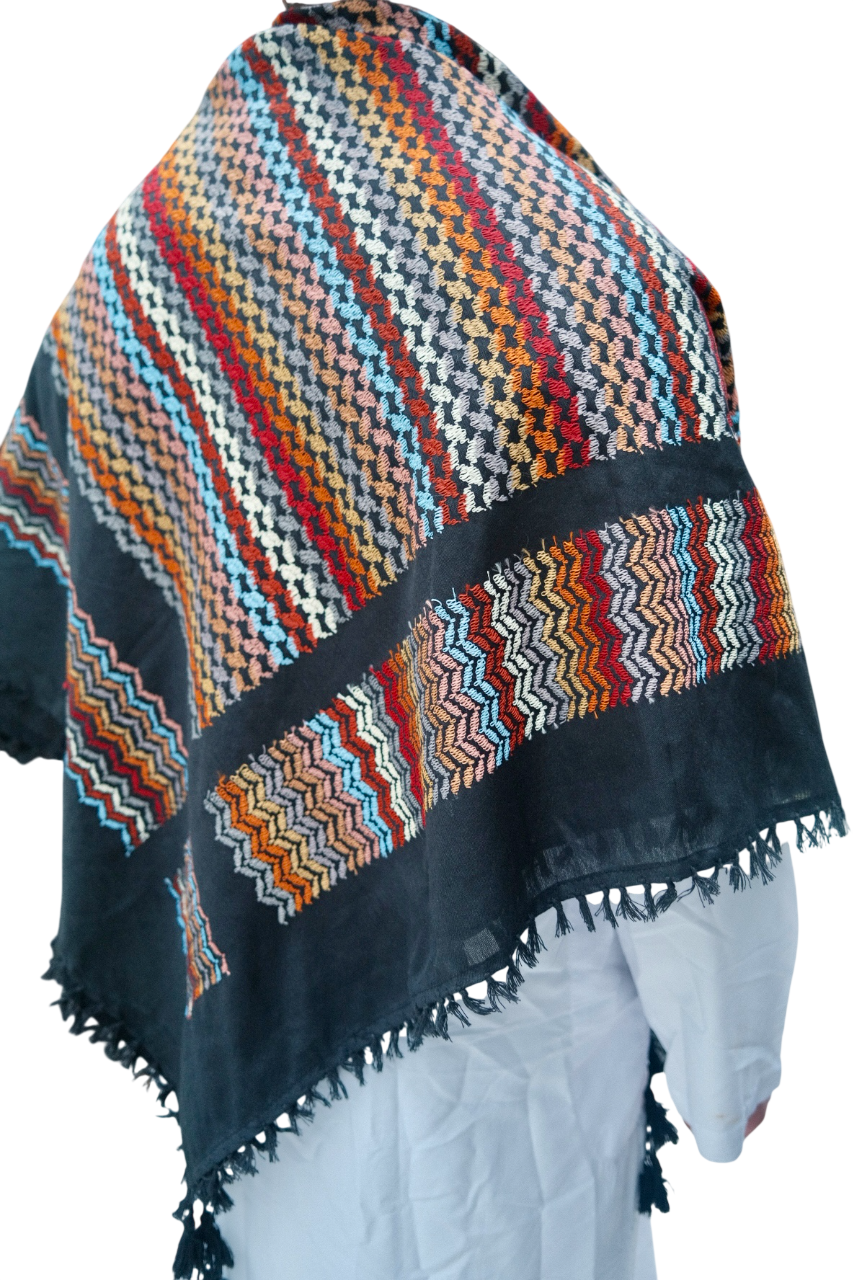 Kufiya/Keffiyeh Black Mosaic Multicolor 100% Katoen