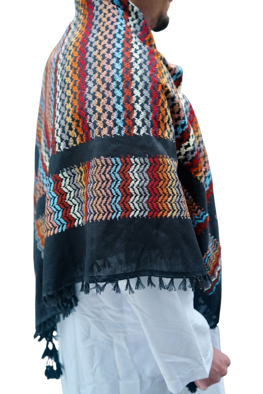 Kufiya/Keffiyeh Black Mosaic Multicolor 100% Katoen