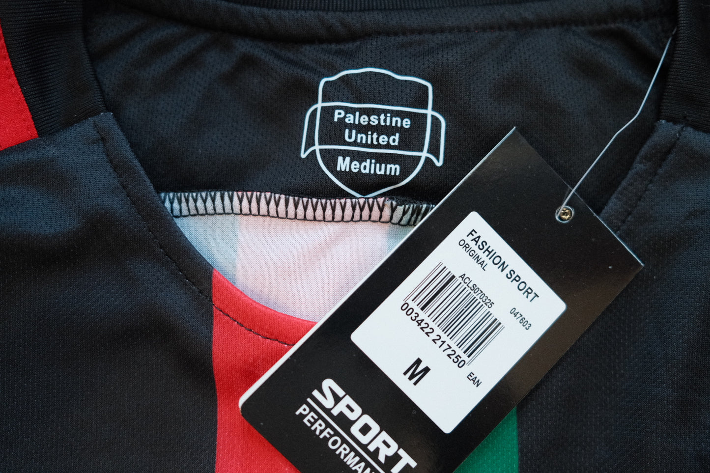 Palestine United Fußball-T-Shirt Unisex Schwarz