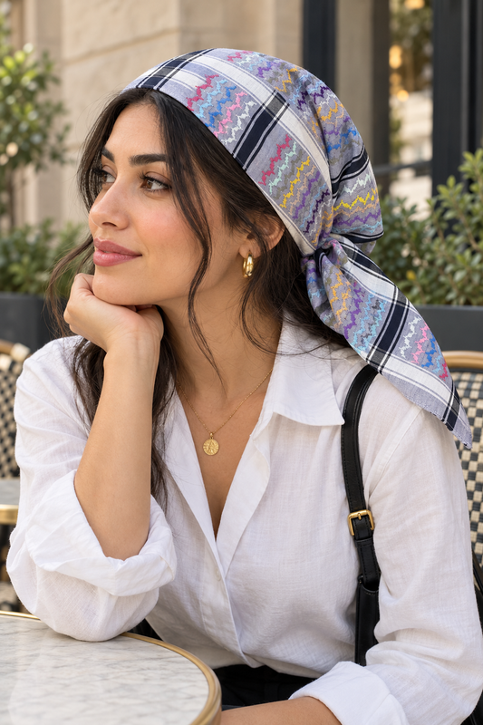 Kufiya/Keffiyeh Bandana Purple Rainbow