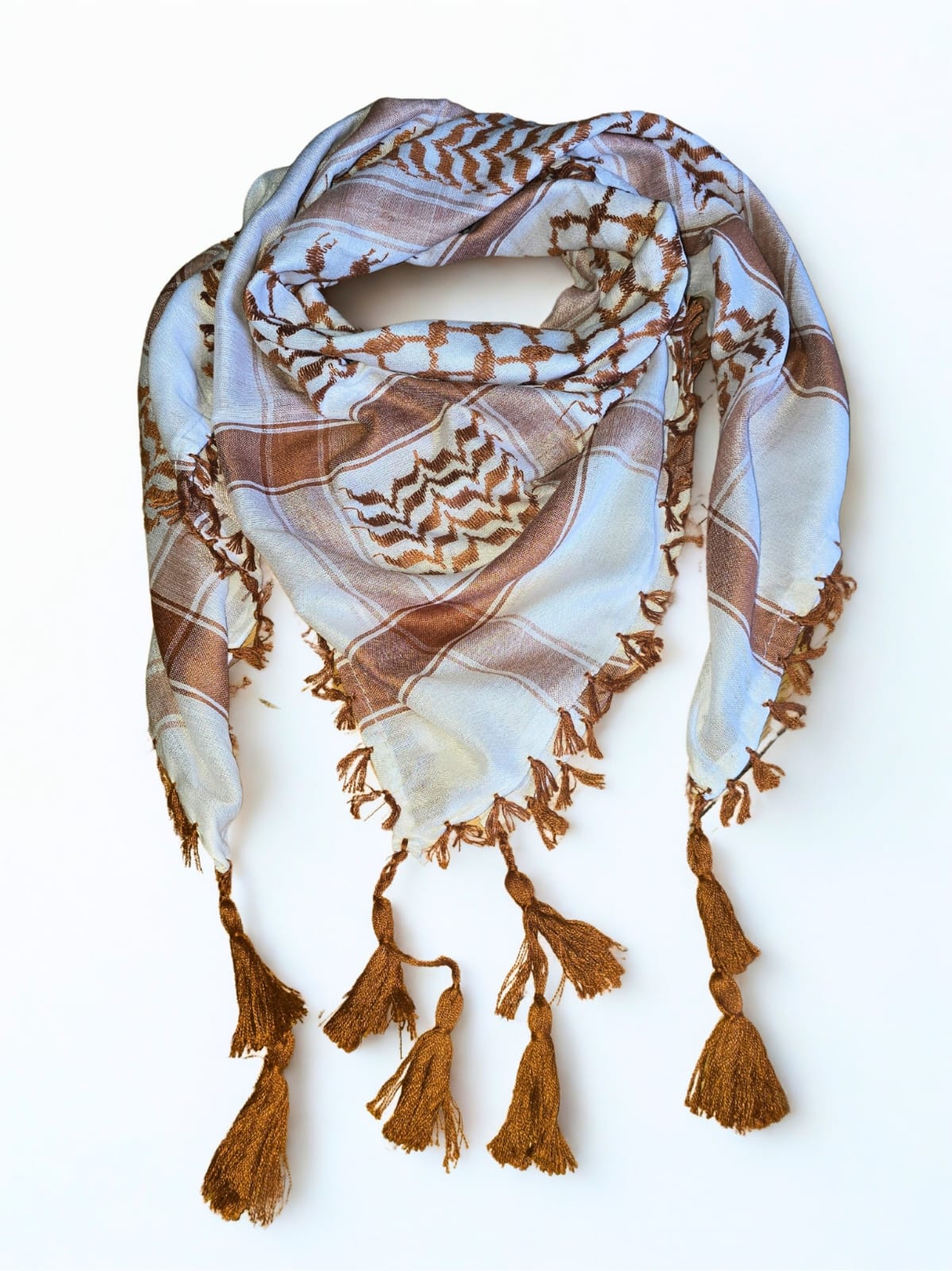 Pre-order - Kufiya/Keffiyeh Bronze with Bronze Tassels 100% Cotton