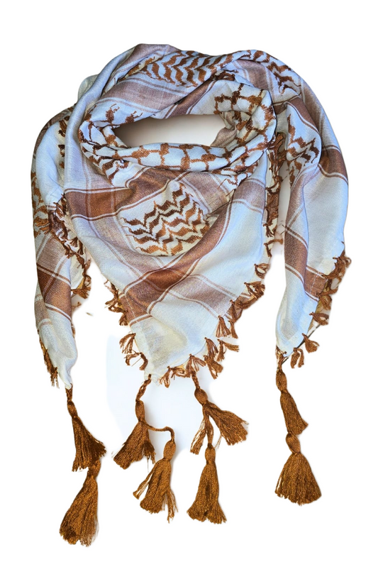 Kufiya/Keffiyeh Bronze with Bronze Tassels 100% Cotton
