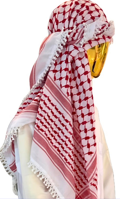 Kufiya/Keffiyeh Rood 127x127 cm met Flossen