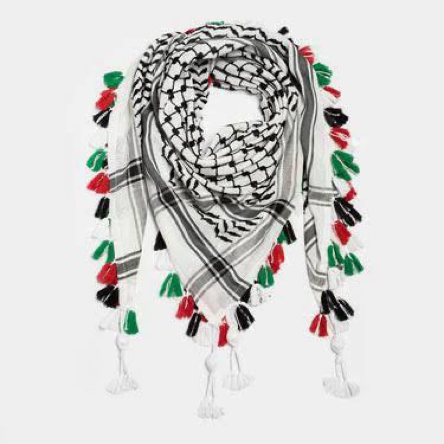 Kufiya/Keffiyeh with Colored Tassels 100% Cotton