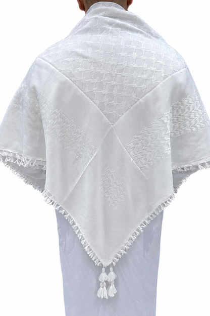 Kufiya/Keffiyeh Fully White 100% Cotton