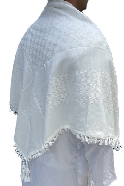 Kufiya/Keffiyeh Fully White 100% Cotton