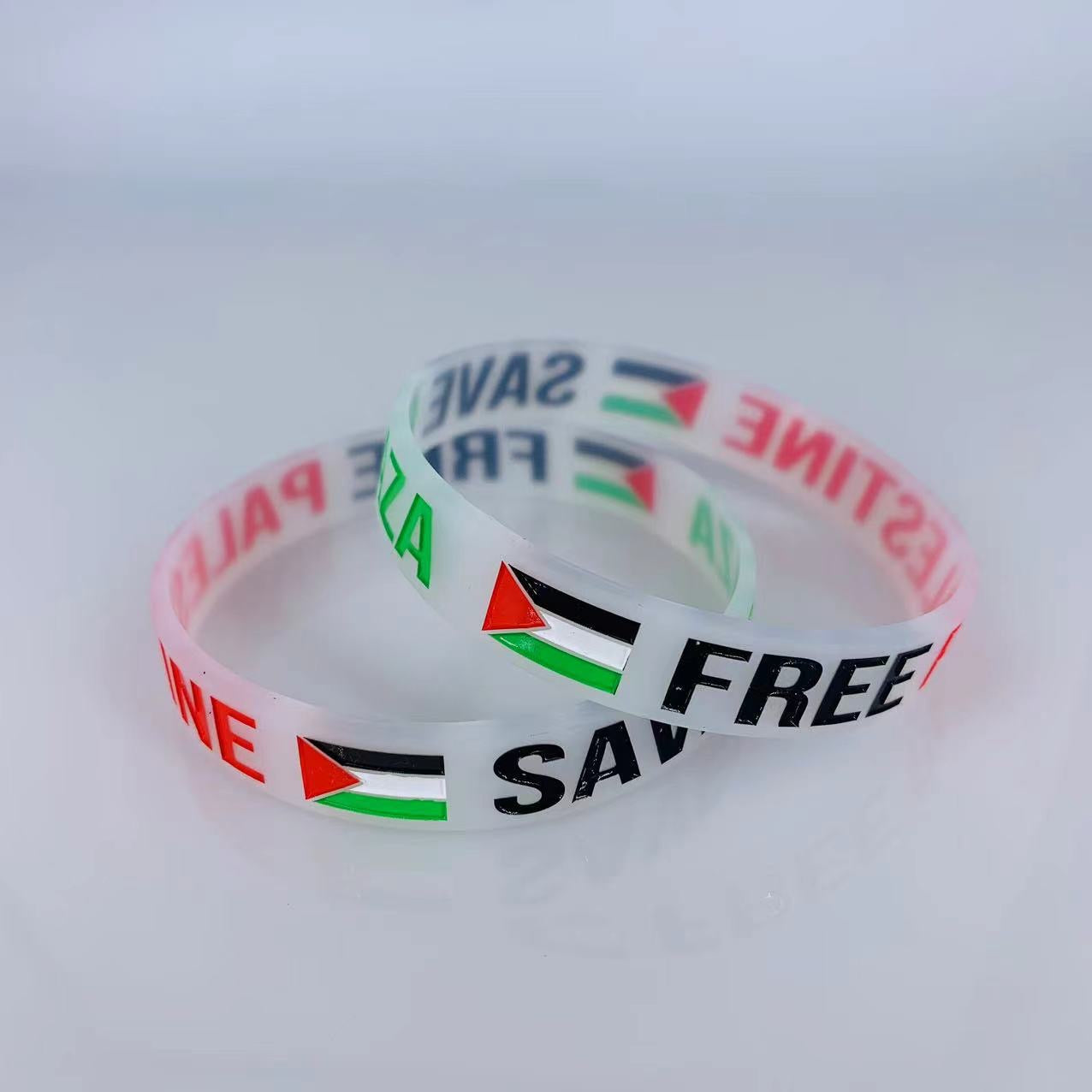 FREE Palestina, Salva Gaza Pulsera Negra/Blanca