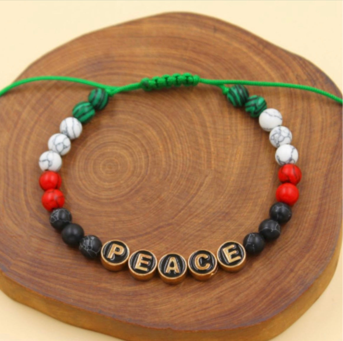 Palestine Peace Bracelet with Colored Beads