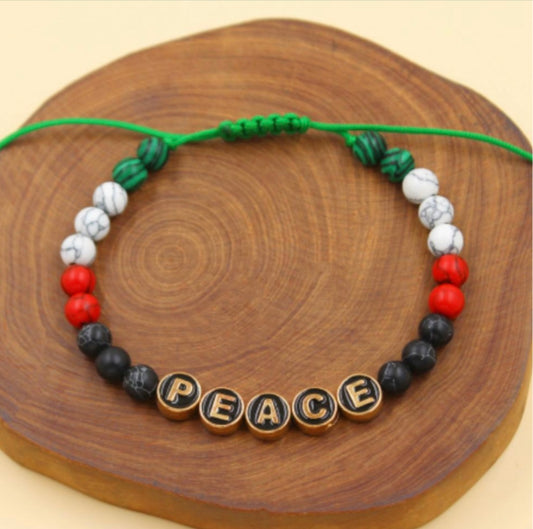 Palestine Peace Bracelet with Colored Beads