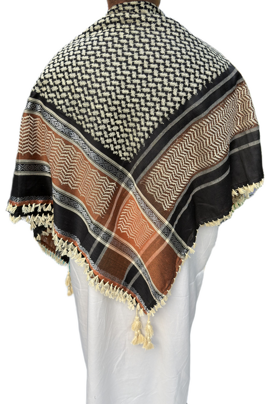 Kufiya/Keffiyeh Black & Sand 100% Premium Cotton