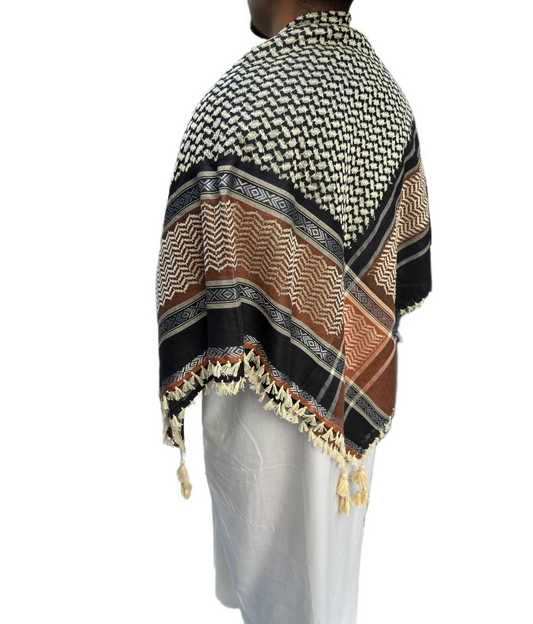 Kufiya/Keffiyeh Black & Sand 100% Premium Cotton