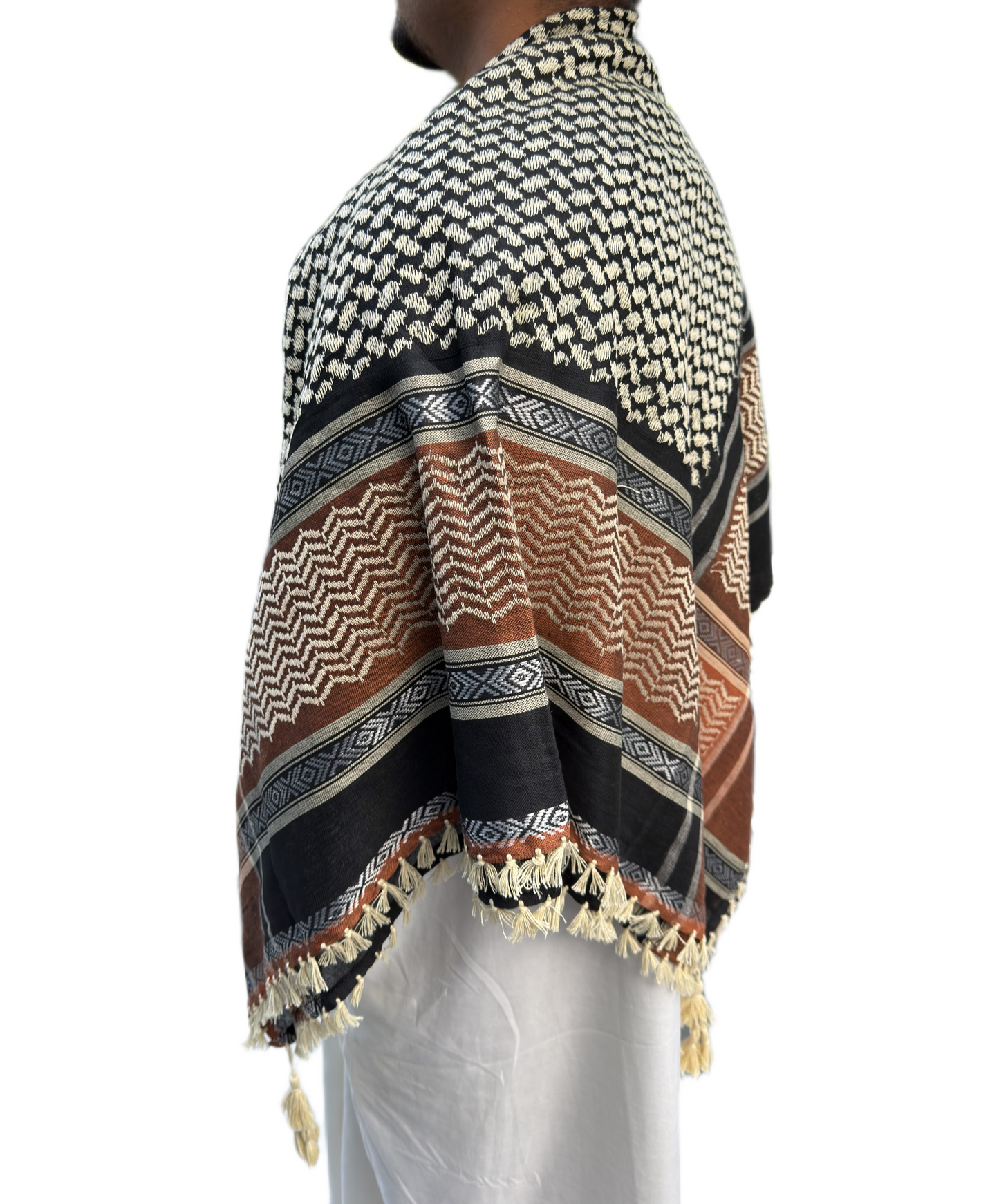 Kufiya/Keffiyeh Black & Sand 100% Premium Cotton