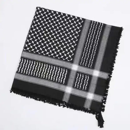 Kufiya/Keffiyeh Svart 125x125 cm med Flossar