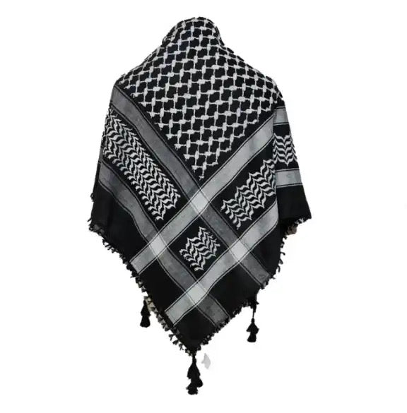 Kufiya/Keffiyeh Svart 125x125 cm med Flossar