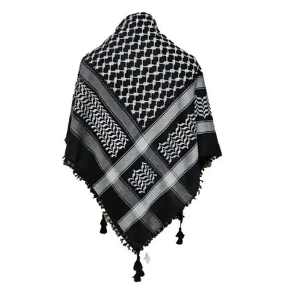 Kufiya/Keffiyeh Zwart 125x125 cm met Flossen