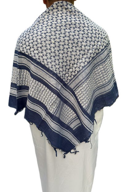 Kufiya/Keffiyeh mit kleinen Fransen Schwarz-Weiß 127x127 cm