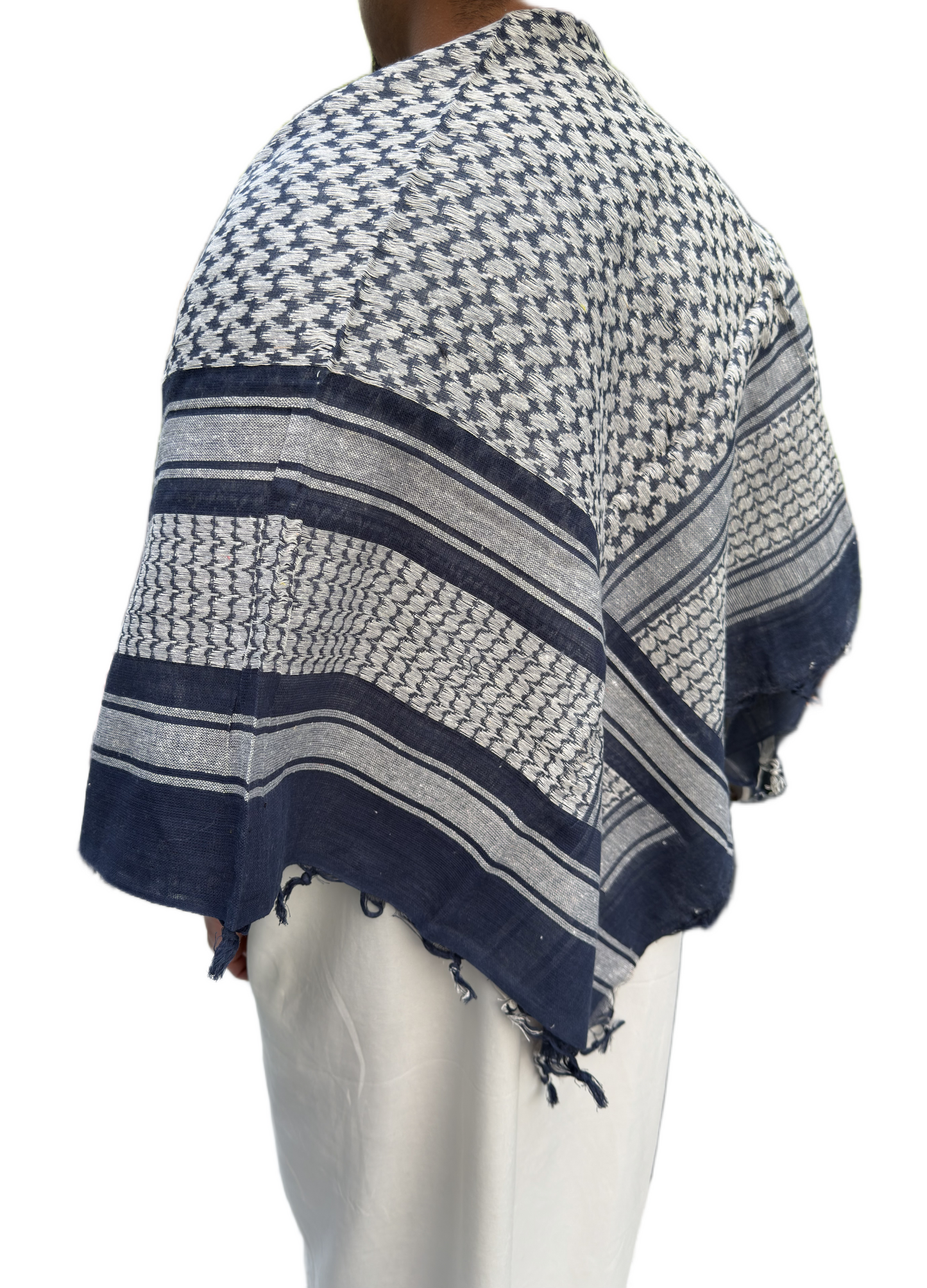 Kufiya/Keffiyeh mit kleinen Fransen Schwarz-Weiß 127x127 cm