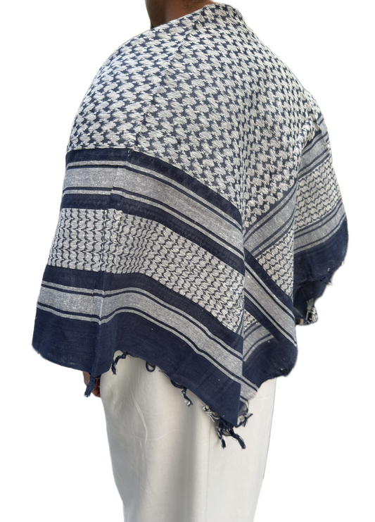 Kufiya/Keffiyeh with Small Tassels Black-White 127x127 cm