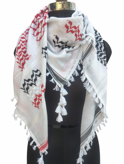Kufiya/Keffiyeh Red 127x127 cm with Flossing