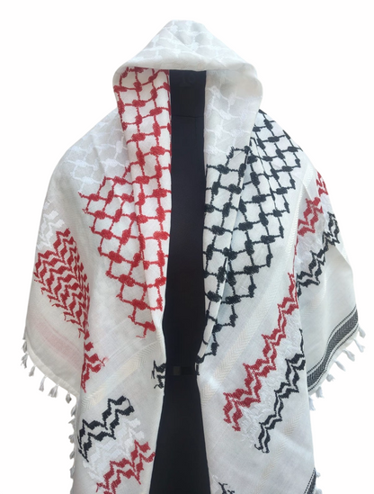 Kufiya/Keffiyeh Red 127x127 cm with Flossing