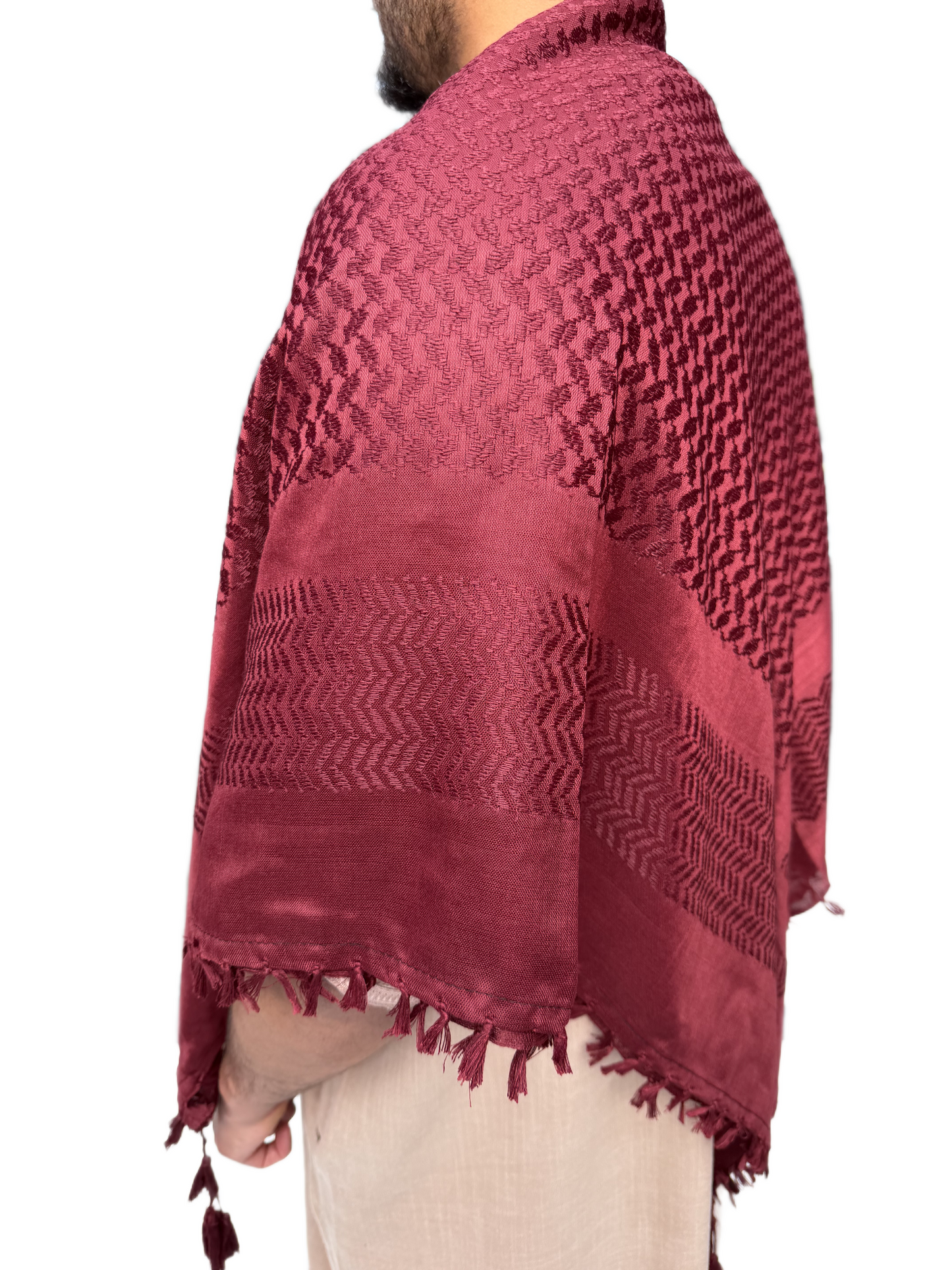 Kufiya/Keffiyeh Fully Burgundy Red Premium