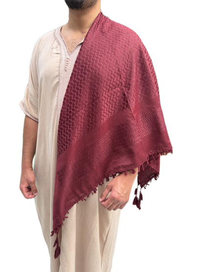 Kufiya/Keffiyeh Fully Burgundy Red Premium