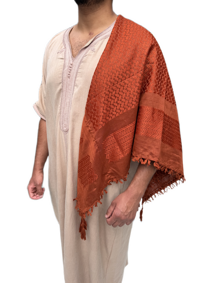 Kufiya/Keffiyeh Fully Camel Brown Premium
