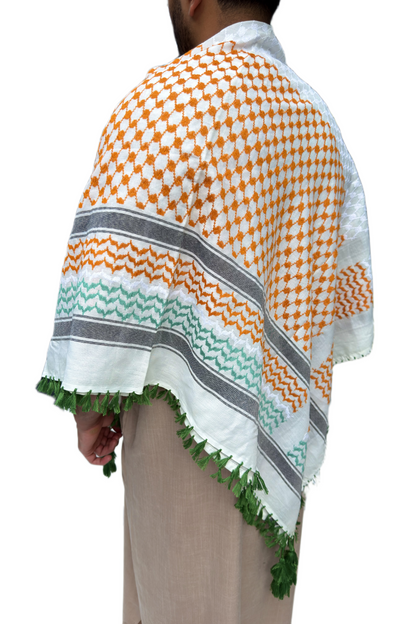 Kufiya/Keffiyeh Arancione 100% Cotone