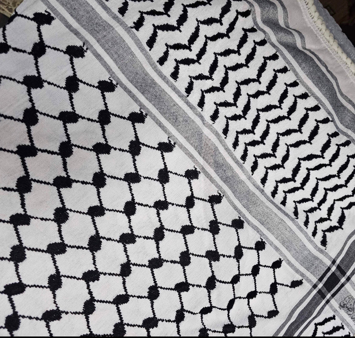 Kufiya/Keffiyeh Zwart-Wit 127x127 cm